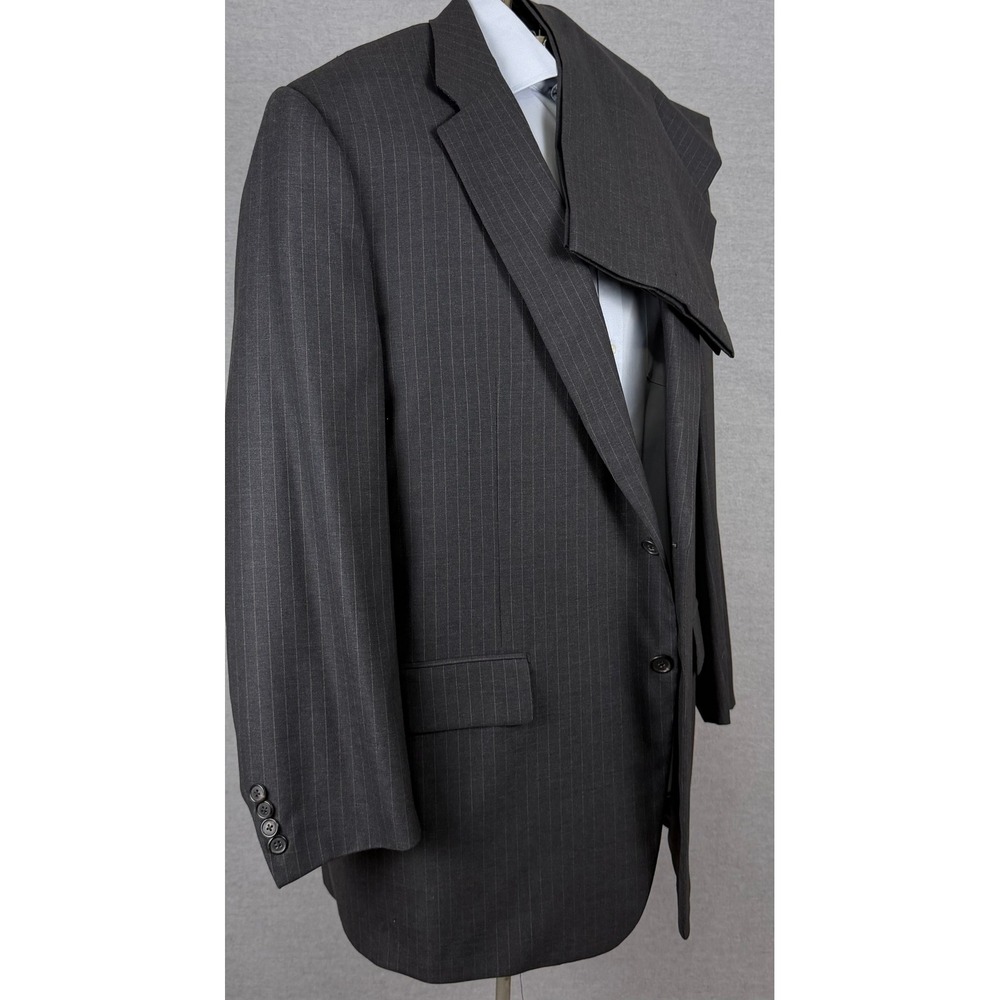 Corneliani Saks Fifth Avenue Mens Suit 50R 41x30 Grey Pinstripe Wool Italy